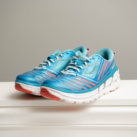 HOKA Vanquish Shoes Womens Size 9 Blue Coral Running Shoes Chunky Cushioned - Picture 2 of 7